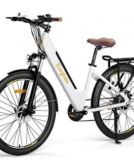 Electric Bikes, Eleglide T1 Step-Thru Electric City Bike, 27.5″ Electric Bicycle Commute Trekking E-bike with 36V 12.5Ah Removable Li-Ion Battery, LCD Display, Shimano 7 Speed Transmission Gears